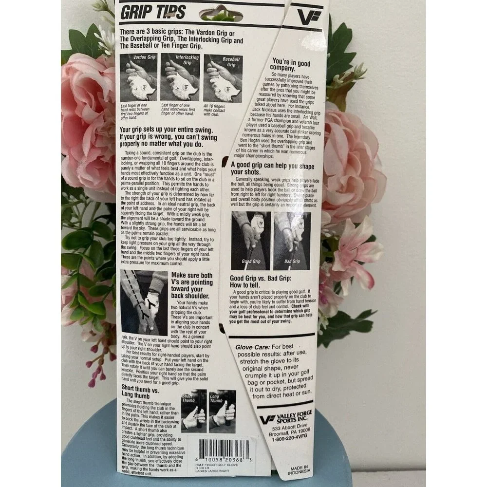 Valley Forge Synthetic Half-finger Golf Glove‎ Ladies Right Large Cream Color
